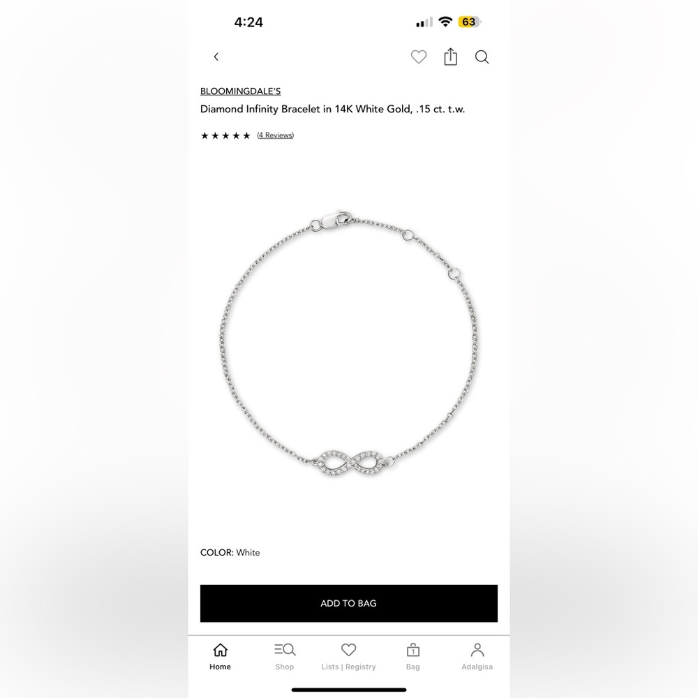 Diamond Infinity Bracelet in 14K White Gold, .15 ct. t.w. - like new